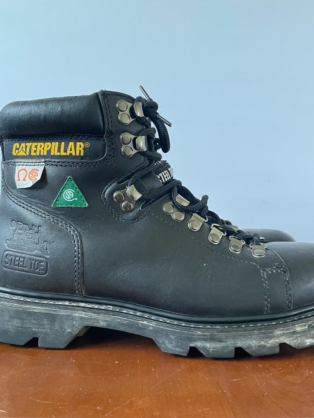 Caterpillar Tory 6 Inch Black Leather Steel Toe Work Boots | US 9